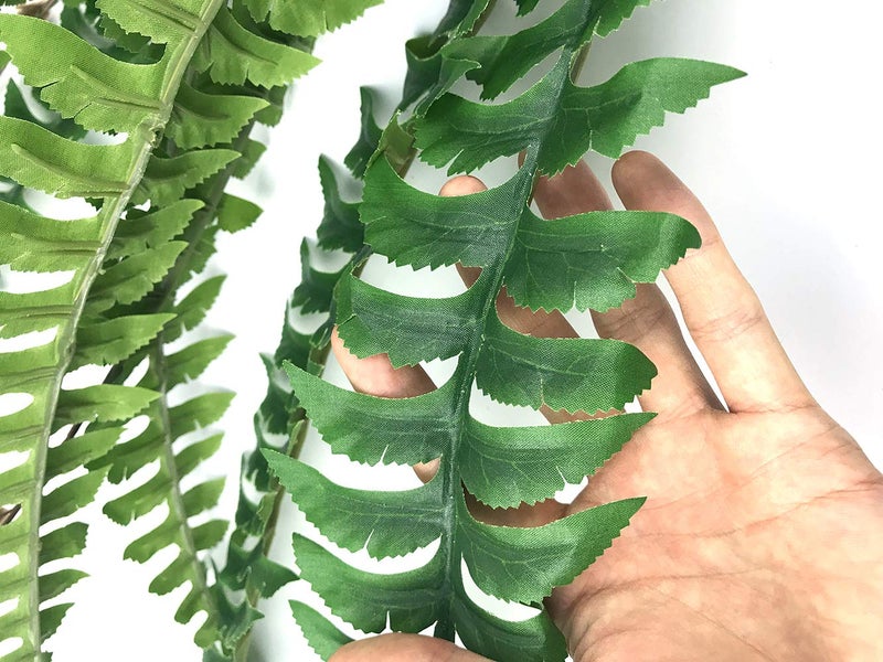Beebel Artificial Silk Plant Boston Fern Bush Hanging Plants Fake Persian Rattan Greenery Imitation Ferns Plants for Wall Indoor Outdoor Wedding Garland Decor 37 Branch - Image 5